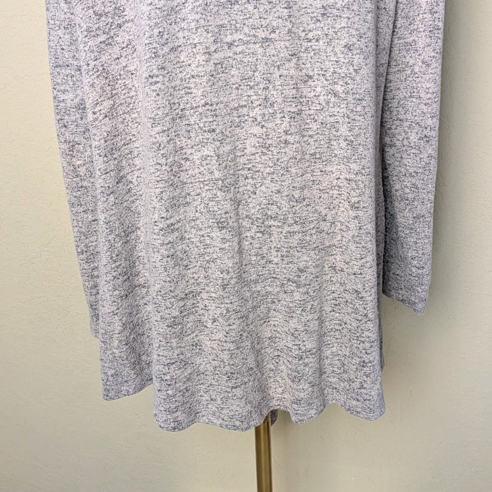 Philosophy Heather Taupe Open Front Cardigan Minimalist Cozy Casual Layer (Sz L) - Picture 8 of 10